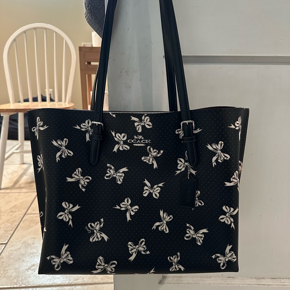 Coach Black and White Bow Tote Bag